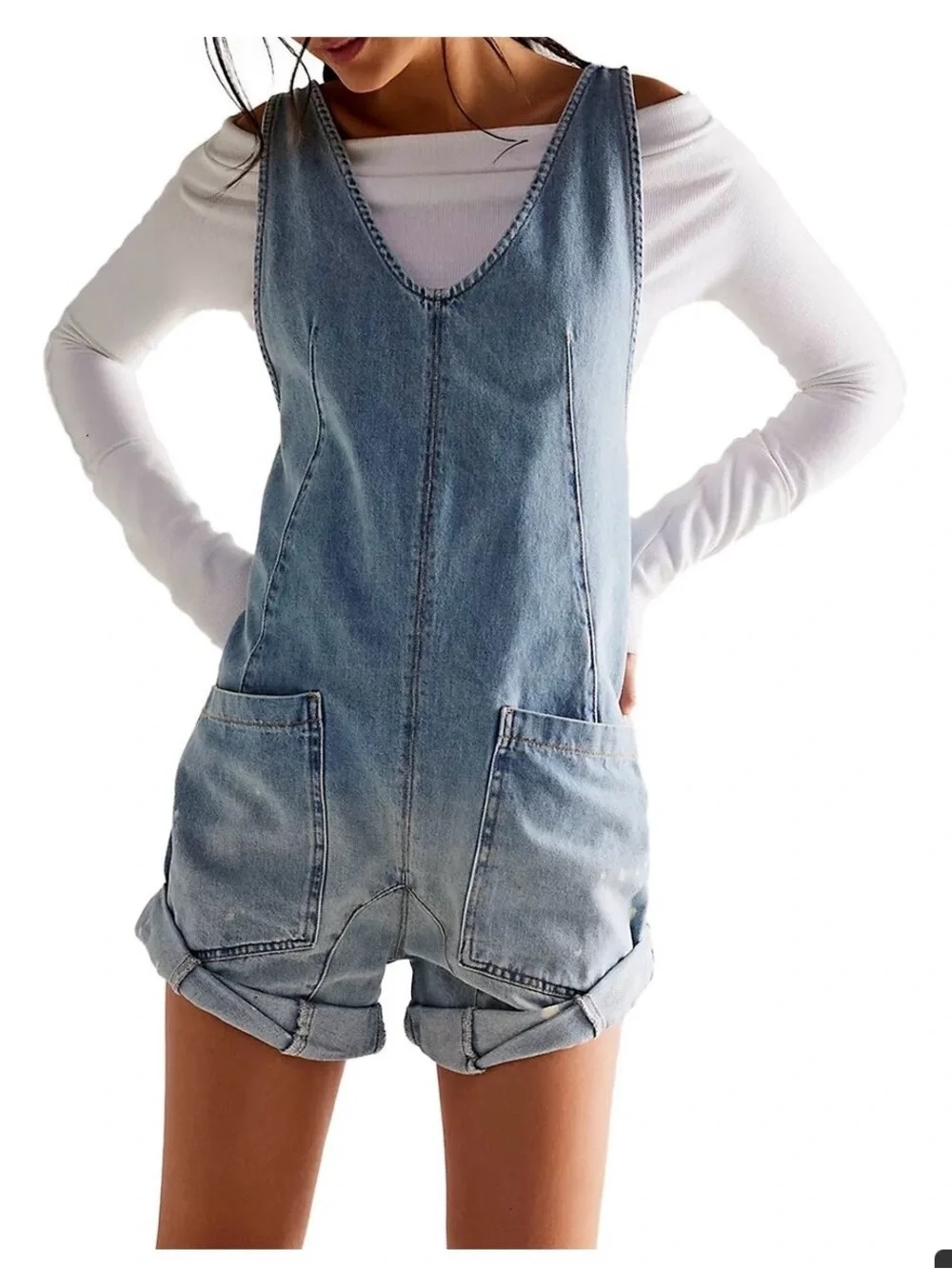 NEW WE THE FREE x Free People High Roller Shortalls in Bright Eyes NWT🌷 - Picture 3 of 4